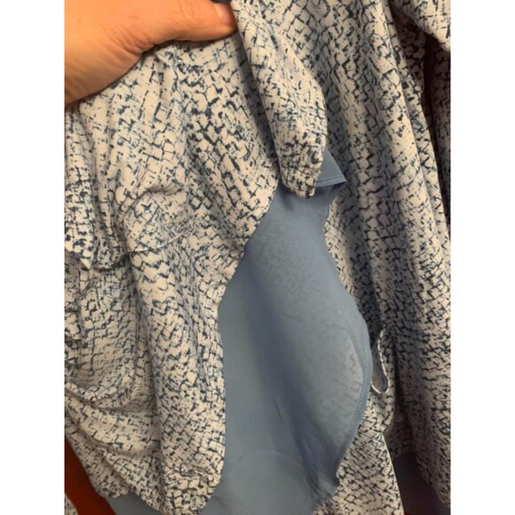 Logo Lori Goldstein 1X Cardigan Blue Snakeskin Sheer Trim At the Bottom EUC - Picture 3 of 4